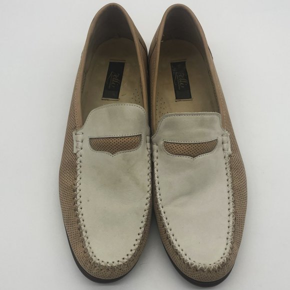 Zelli Italian Premium Men\'s Dress Leather Slip On Tan White Shoes-Size 11.5 main image 11